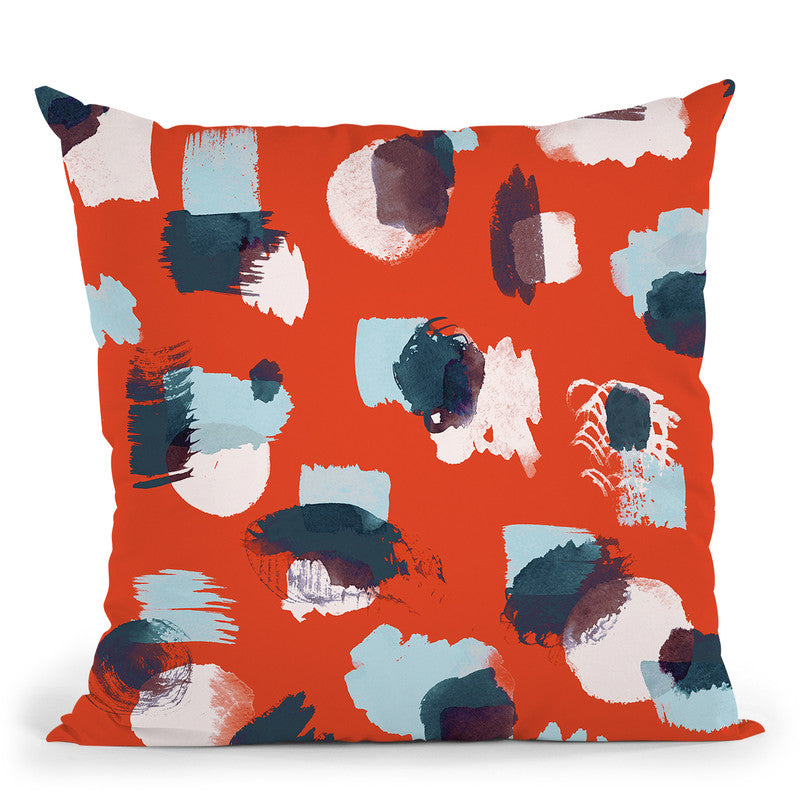 Abstract Stains Red Coral Throw Pillow By Ninola Design