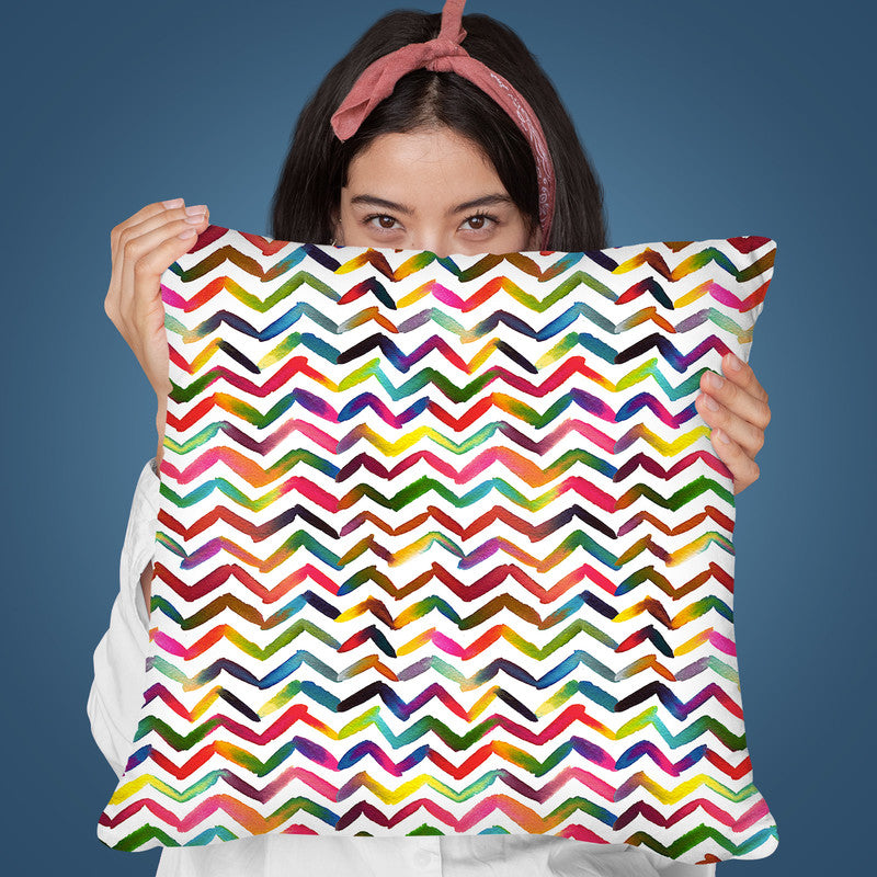 Chevron Stripes Multicolored Throw Pillow By Ninola Design