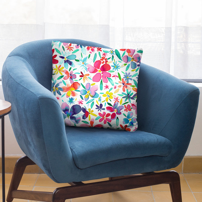 Colorful Flowers And Petals Throw Pillow By Ninola Design