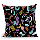 Curly And Zigzag Stripes Black Throw Pillow By Ninola Design