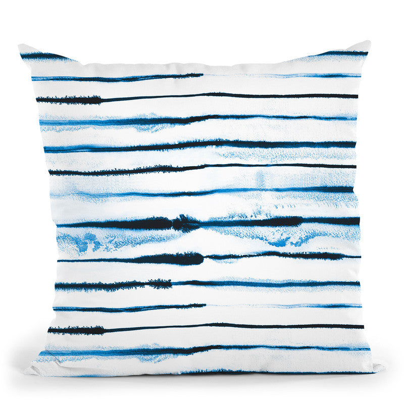 Electric Ink Stripes Indigo Throw Pillow By Ninola Design