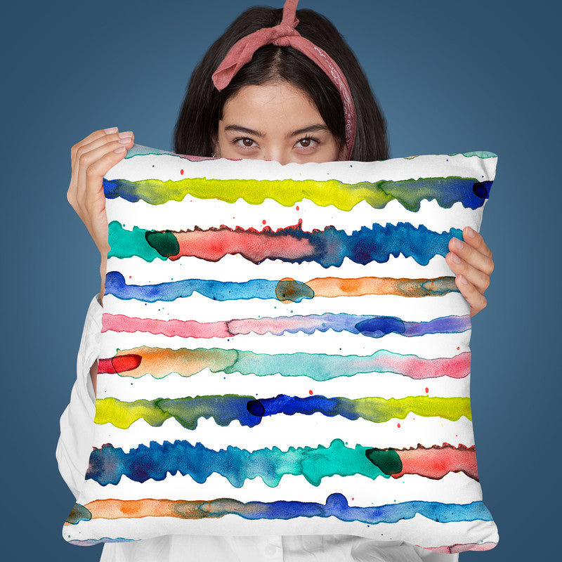 Gradient Watercolor Lines Blue Throw Pillow By Ninola Design