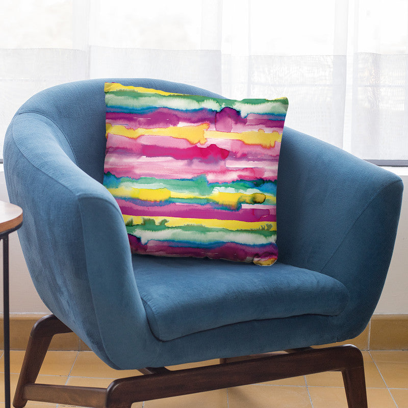 Gradient Watercolor Lines Multicolored Throw Pillow By Ninola Design