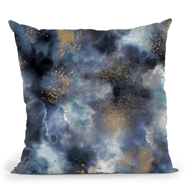 Marble Watercolor Smoke Gold Dark Throw Pillow By Ninola Design