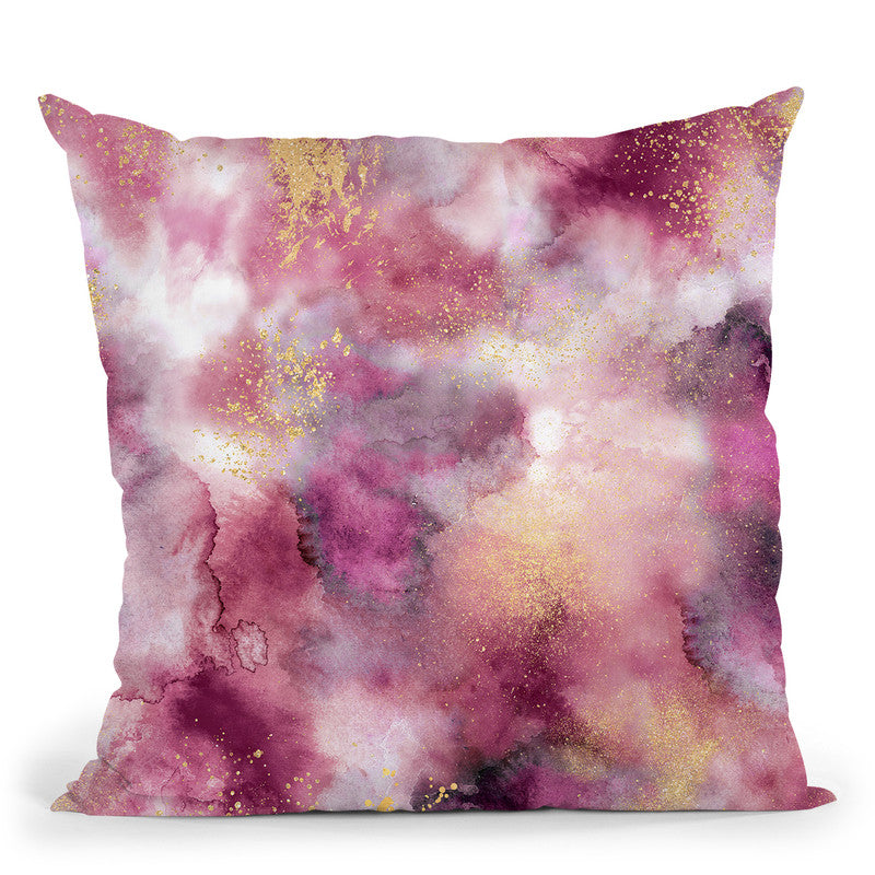 Marble Watercolor Smoke Gold Pink Throw Pillow By Ninola Design