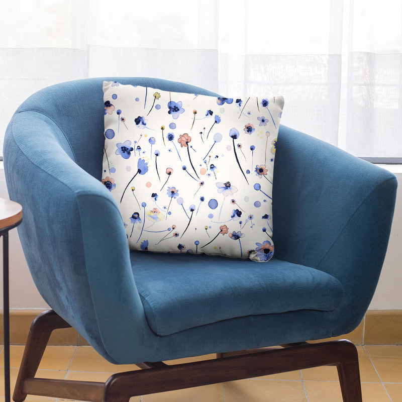 Minimal Blue Soft Flowers Throw Pillow By Ninola Design