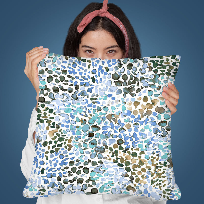 Speckled Watercolor Blue Throw Pillow By Ninola Design
