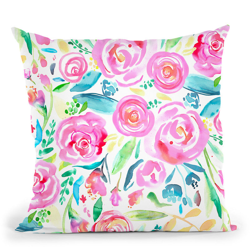 Spring Days Watercolor Pastel Pink Roses Throw Pillow By Ninola Design