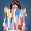 Summer Watercolor Strokes Red Blue Yellow Throw Pillow By Ninola Design