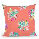 Sweet Roses Blooms Bouquet Coral Throw Pillow By Ninola Design