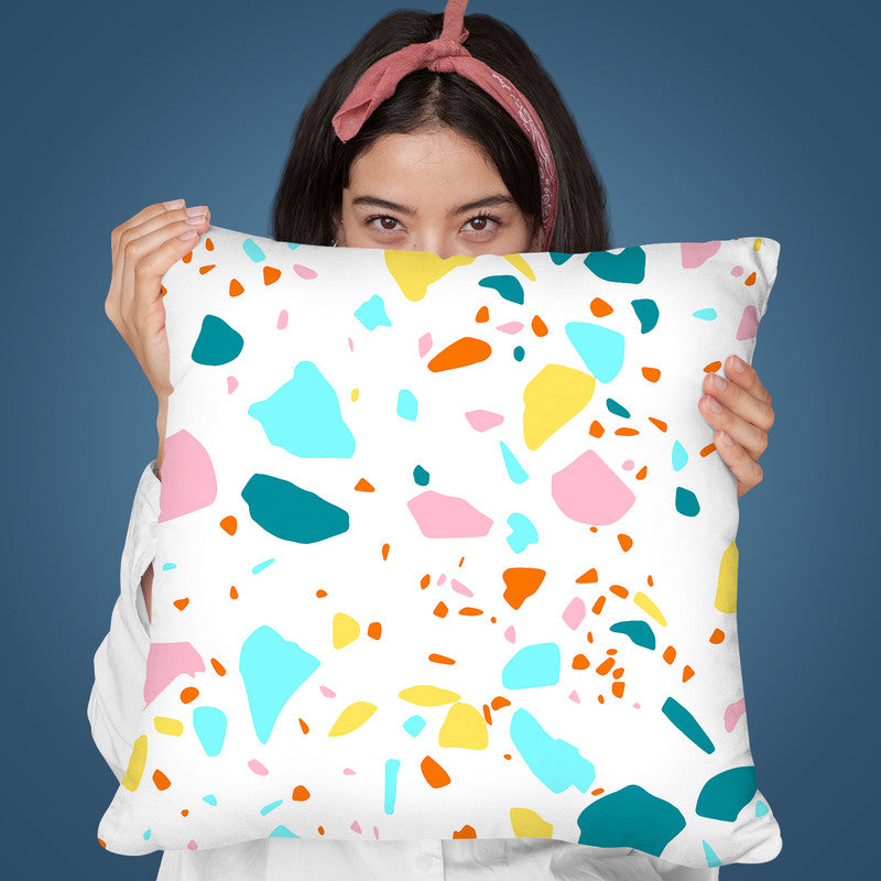 Terrazzo Colorful Yellow Pink Blue Throw Pillow By Ninola Design