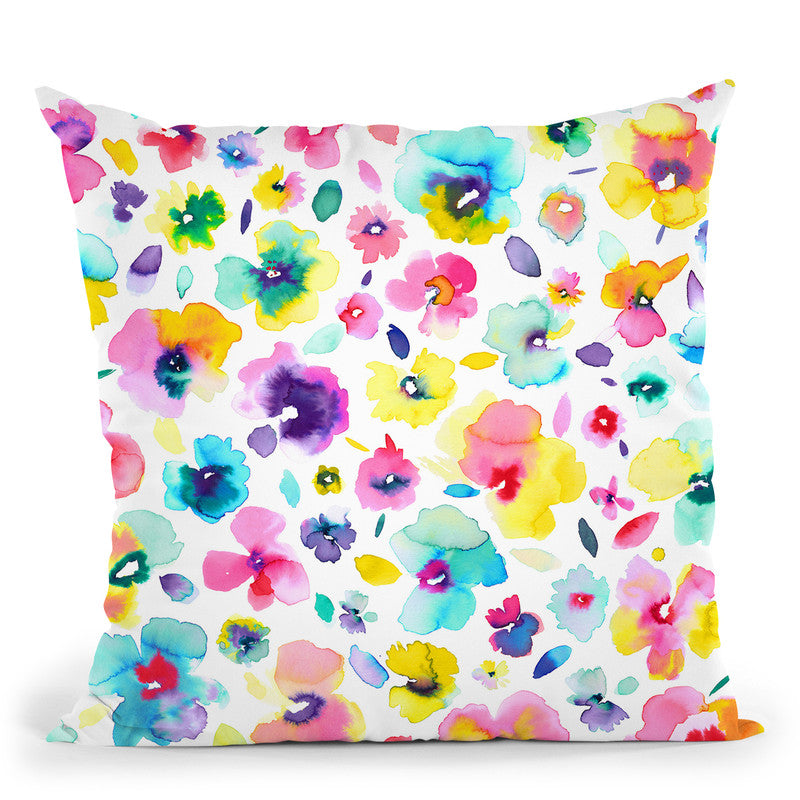 Tropical Flowers Multicolored Throw Pillow By Ninola Design