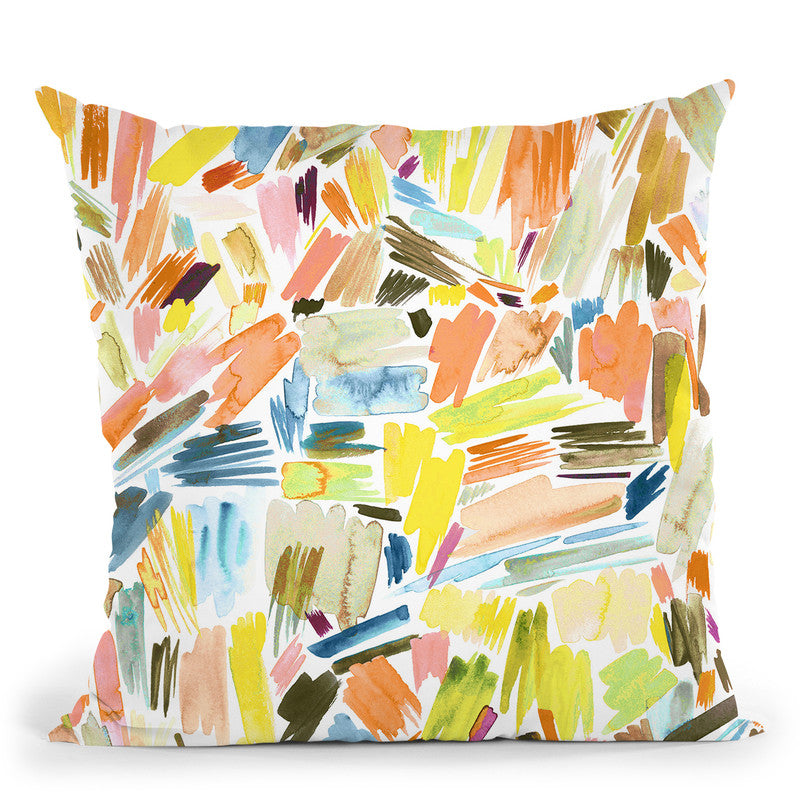 Watercolor Modern Brushstrokes Orange Gaudi Throw Pillow By Ninola Design