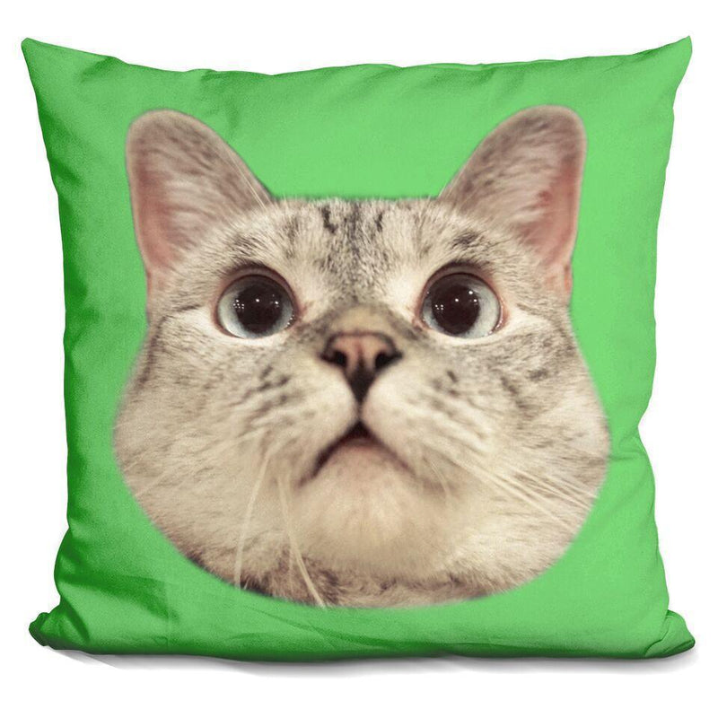Nala Cat Head Green Throw Pillow