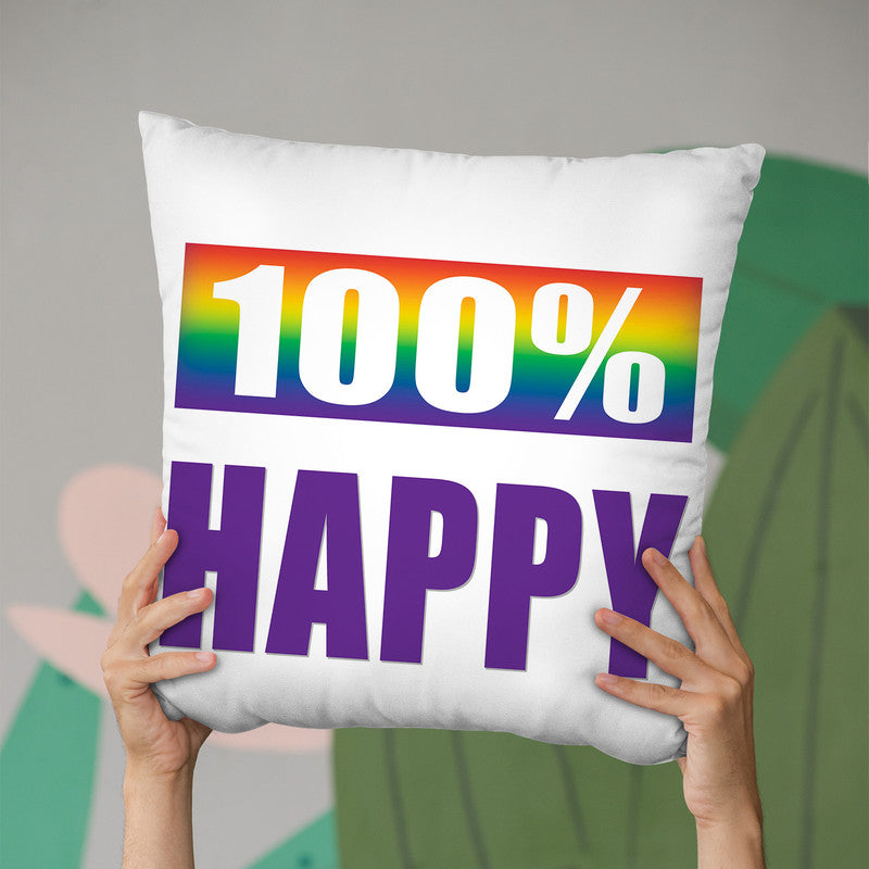 100% Happy Throw Pillow By Pride Designs - by all about vibe