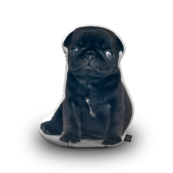 Pug Black Throw Pillow By All About Vibe