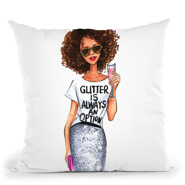 Glitter Alwasy A Good Idea-Afro Throw Pillow By Rongrong