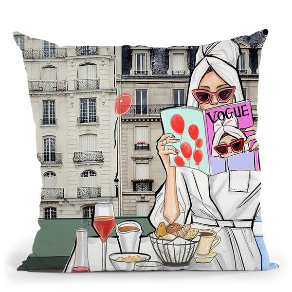 Rd Self Care Collection-Woke Up In Paris Throw Pillow By Rongrong