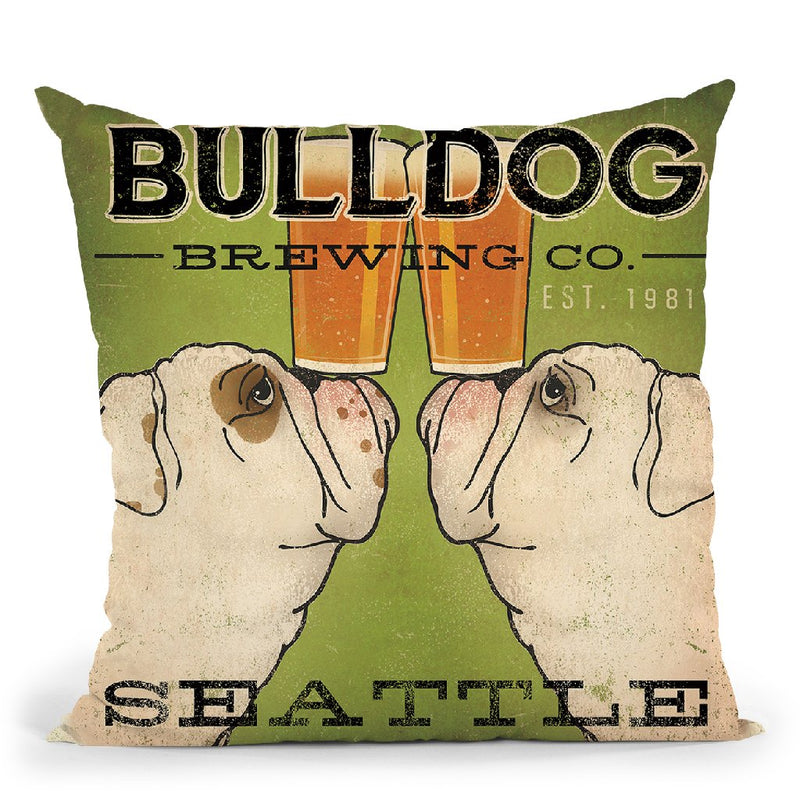 Bulldog Brewing Seattle Throw Pillow By Ryan Fowler