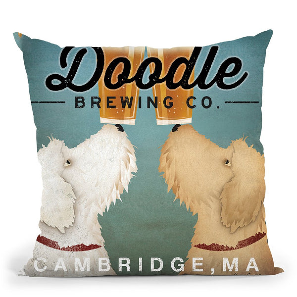 Doodle Beer Double - Cambridge Ma Throw Pillow By Ryan Fowler