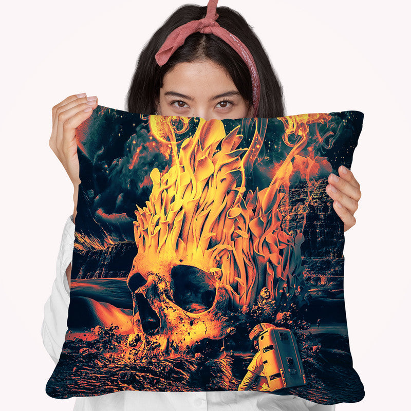 Space Skull Throw Pillow By Riza Peker 