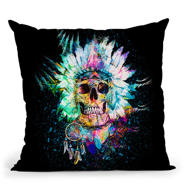 Skull Wild Spirit Throw Pillow By Riza Peker 