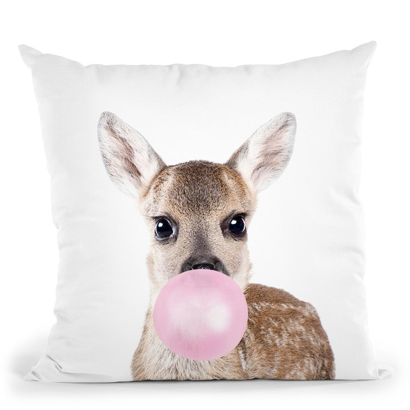 Bubble Gum Deer Throw Pillow By Sisi And Seb