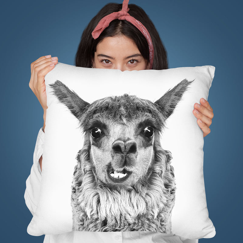 Funny Llama Bw Throw Pillow By Sisi And Seb