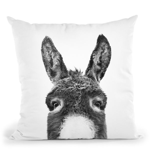 Peeking Donkey Bw Throw Pillow By Sisi And Seb