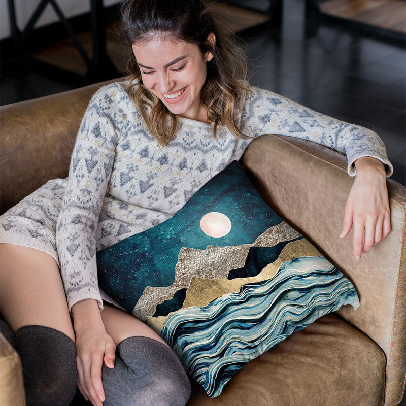 Indigo Sea Throw Pillow By Spacefrog Designs