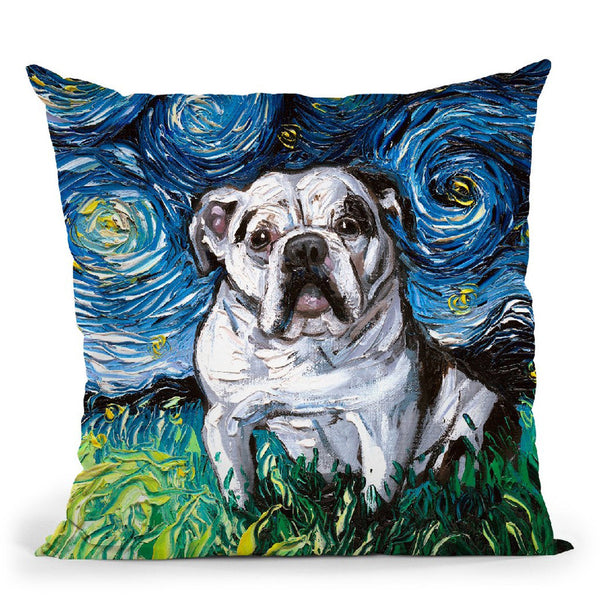 Charlie Bulldog Throw Pillow by Aja Trier