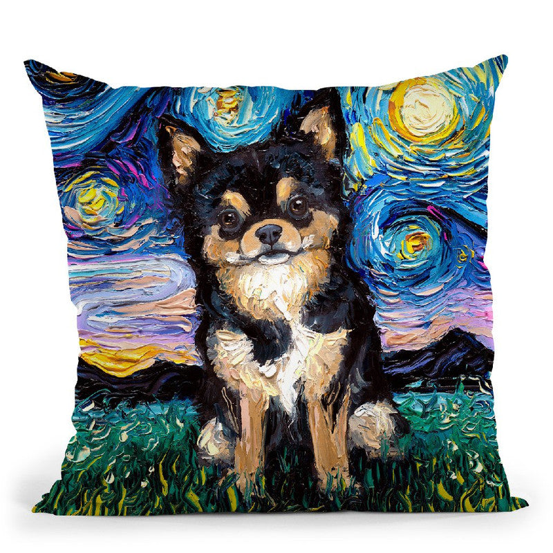 Chihuahua Black And Tan Throw Pillow by Aja Trier
