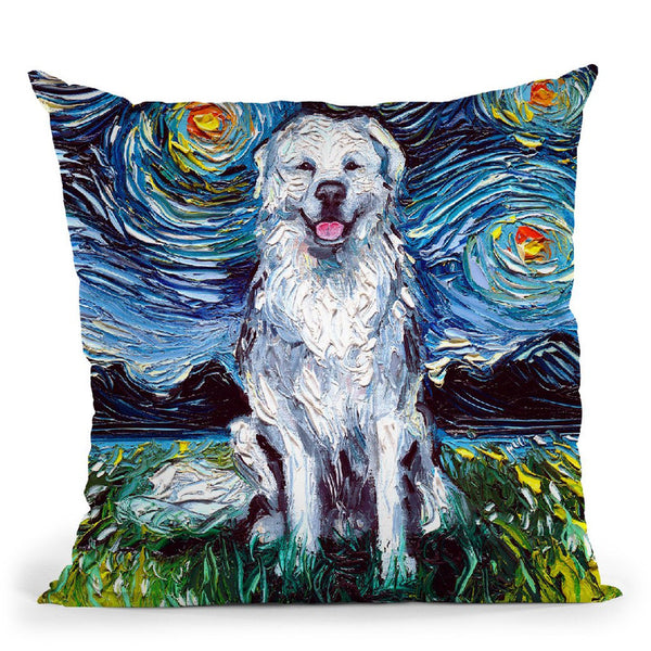 Great Pyrenese Throw Pillow by Aja Trier