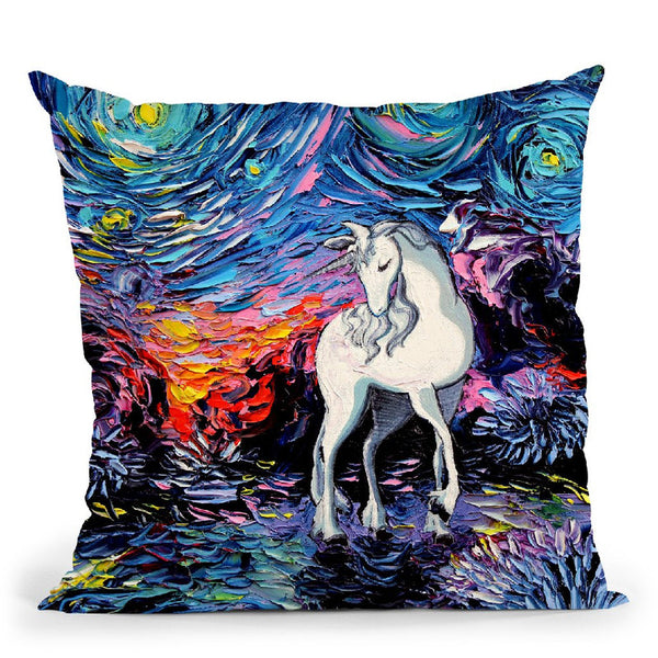Regret Unicorn Throw Pillow by Aja Trier