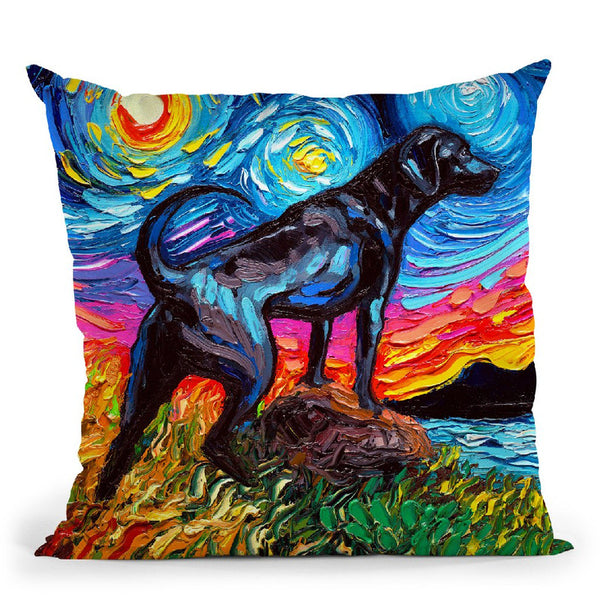 Black Labrador Ii Throw Pillow by Aja Trier