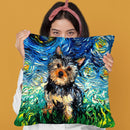 Yorkie Huge Throw Pillow by Aja Trier