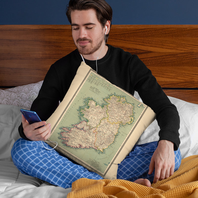 Ireland Map 1888 Throw Pillow By Adam Shaw