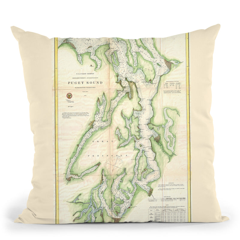 Puget Sound 1867 Throw Pillow By Adam Shaw