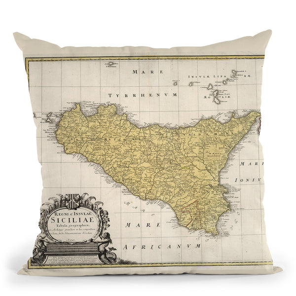 Sicily Italy 1747 Cartog Throw Pillow By Adam Shaw