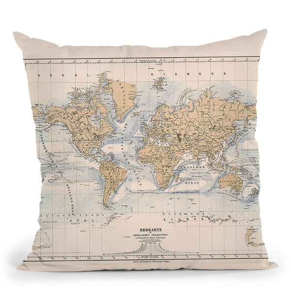 World Map 1884 Throw Pillow By Adam Shaw