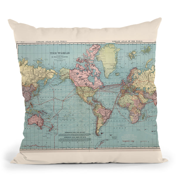 World Map 1912 Cartog Throw Pillow By Adam Shaw