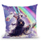 Lazer Warrior Space Cat Riding Turtle Eating Burrito Throw Pillow By Skyler Hill
