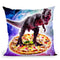 Tyrannosaurus Rex Dinosaur Riding Pizza In Space Throw Pillow By Skyler Hill