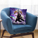 Lazer Warrior Space Cat Riding Panda With Taco Throw Pillow By Skyler Hill