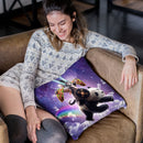 Lazer Warrior Space Cat Riding Panda With Taco Throw Pillow By Skyler Hill