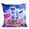 Galaxy Kitty Cat Riding Pizza In Space Throw Pillow By Skyler Hill