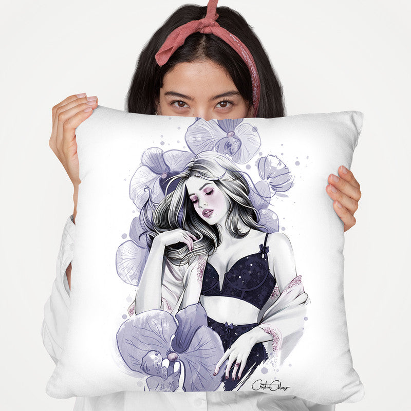 Midnight Orchid Throw Pillow By Cristina Alonso