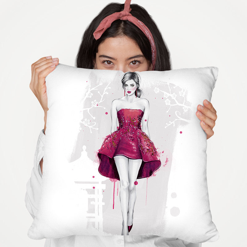 Cherry Blossoms Throw Pillow By Cristina Alonso