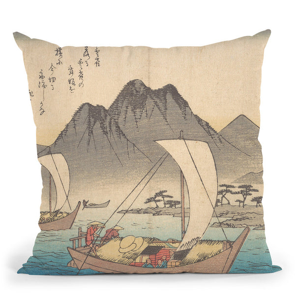 Maizaka Station Throw Pillow By Utagawa Hiroshige