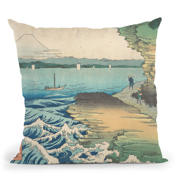Seashore At Hoda, Province Of Awa Throw Pillow By Utagawa Hiroshige